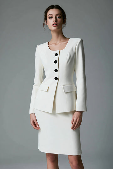 Ivory 2 Piece Single Breasted Business Suits